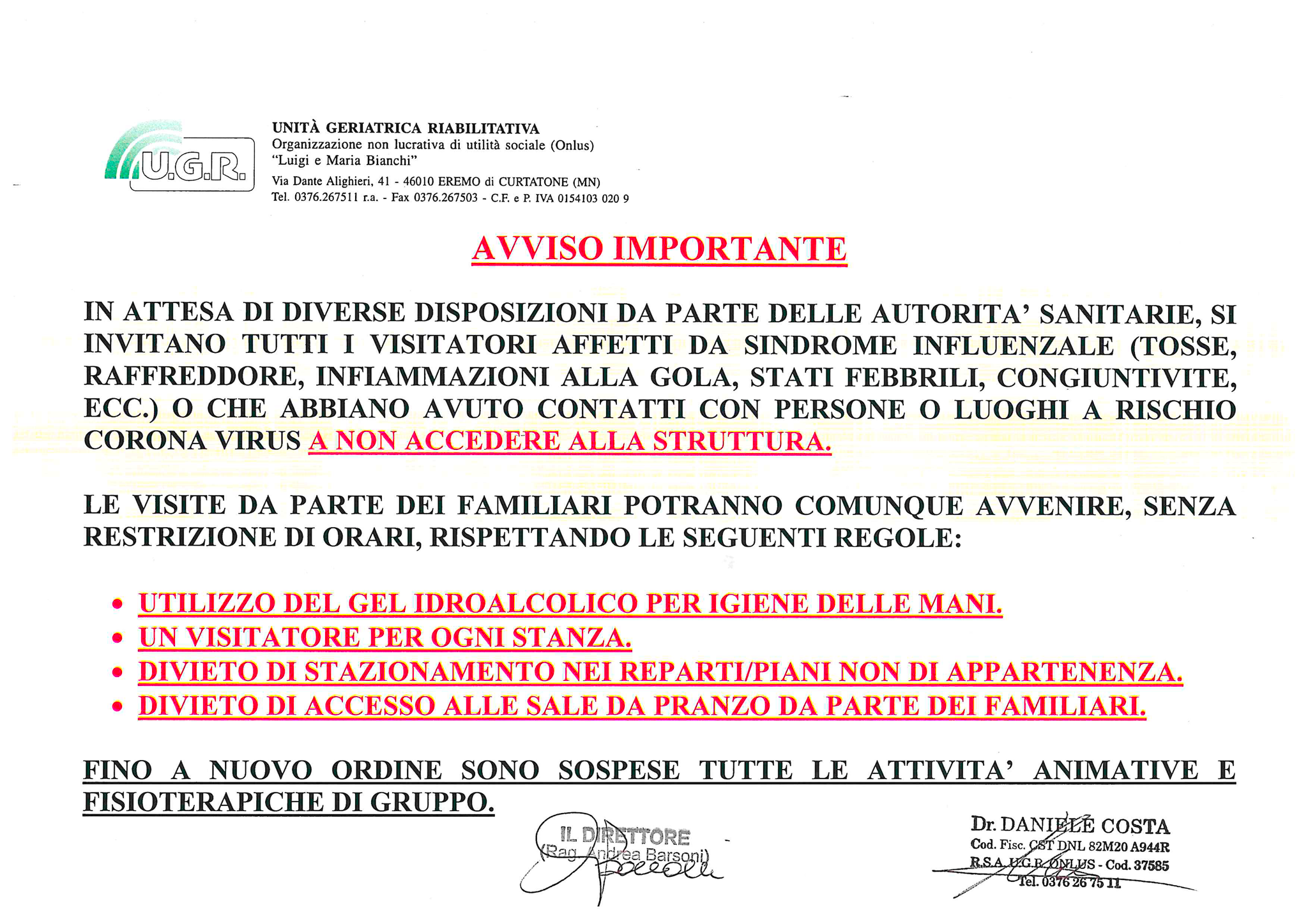 COMUNICAZIONE IMPORTANTE