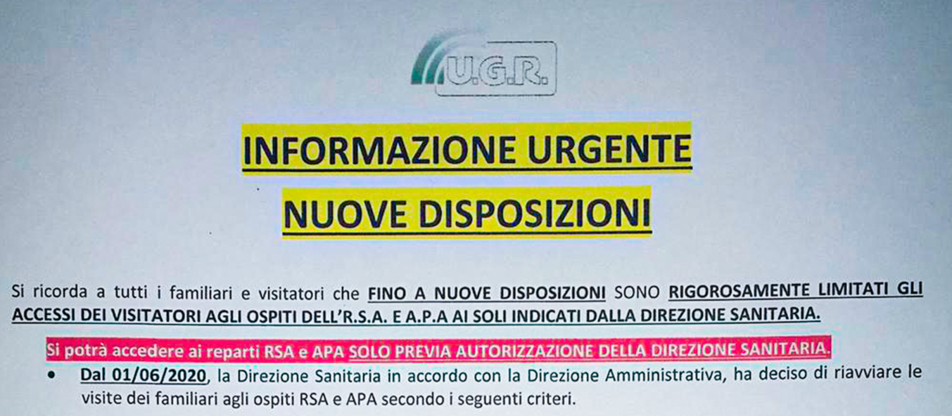 INFORMAZIONE URGENTE NUOVE DISPOSIZIONI